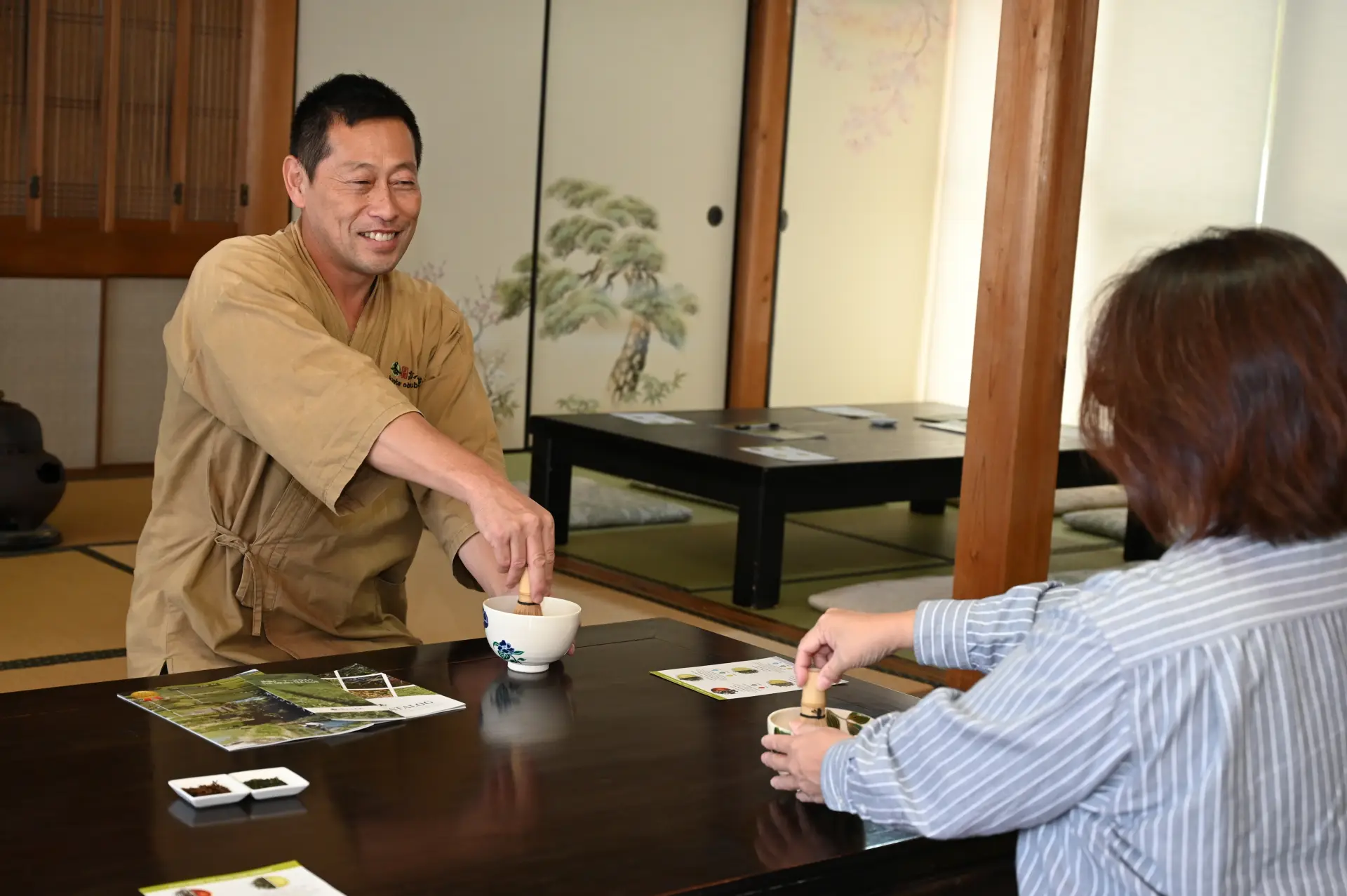 A fun approach to whisking matcha, different from traditional tea ceremony methods.