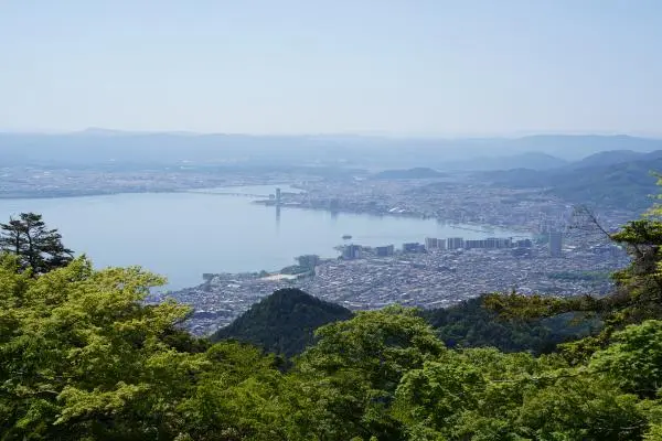 The Yama no Deck observation terrace at Cable Enryakuji Station offers a jaw-dropping panoramic view of Hieizan and Lake Biwa.