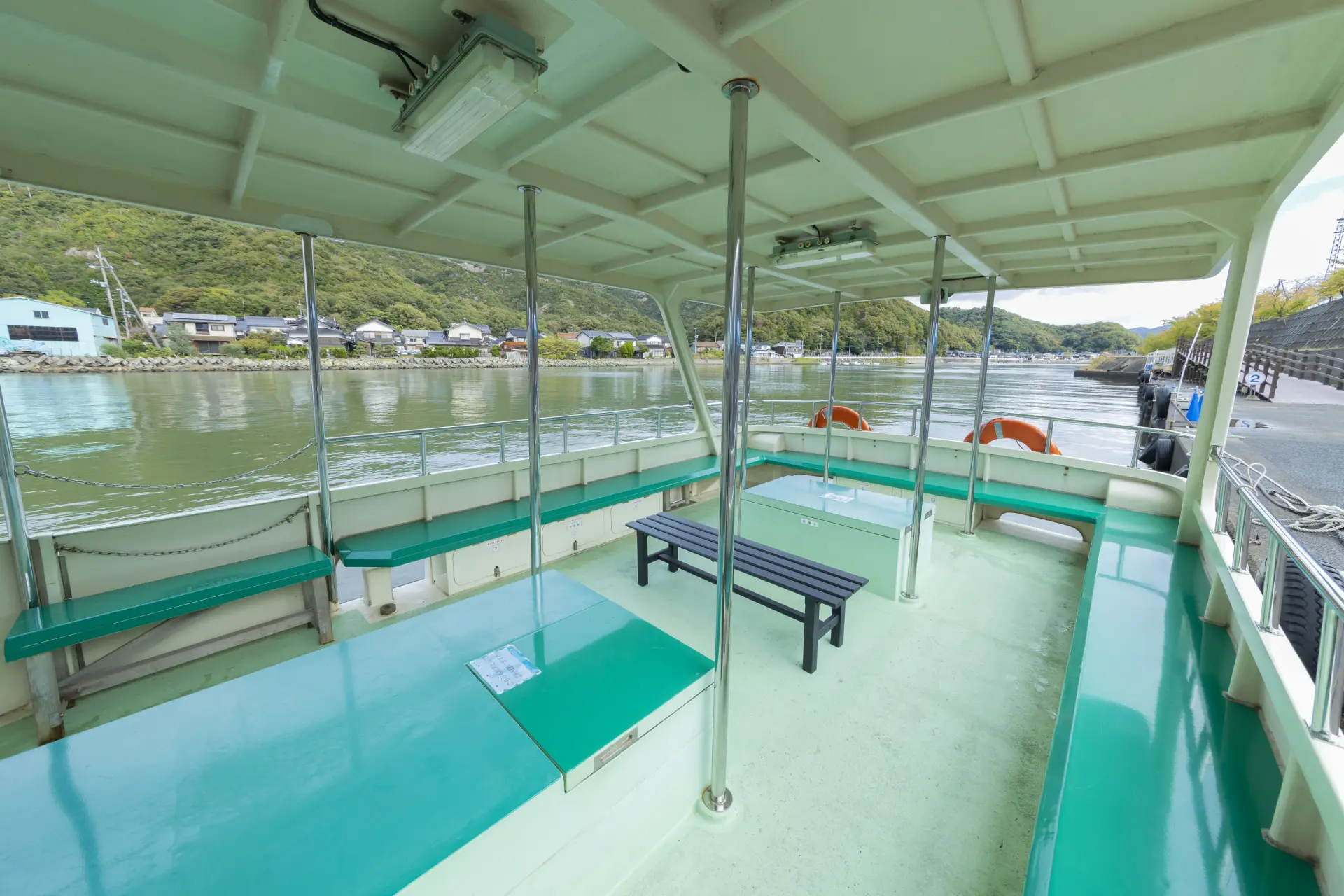 Room for up to 95 aboard the sightseeing boat. Bench-style seats plus an open deck at the rear for guests looking to take in the views and open breeze.