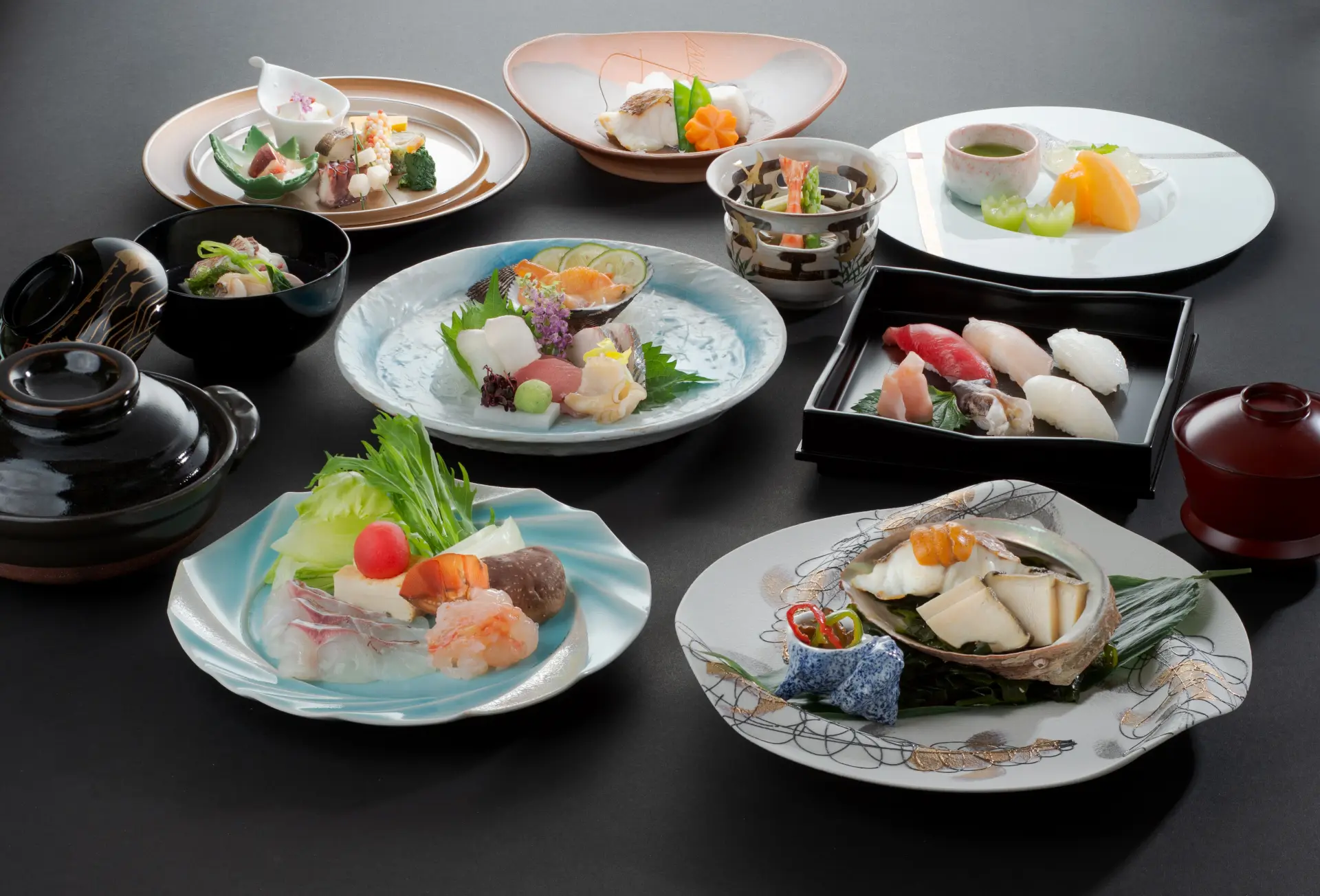 An example of a dinner at Hamayu, the hotel's Japanese restaurant, showcases a carefully curated selection of local ingredients.