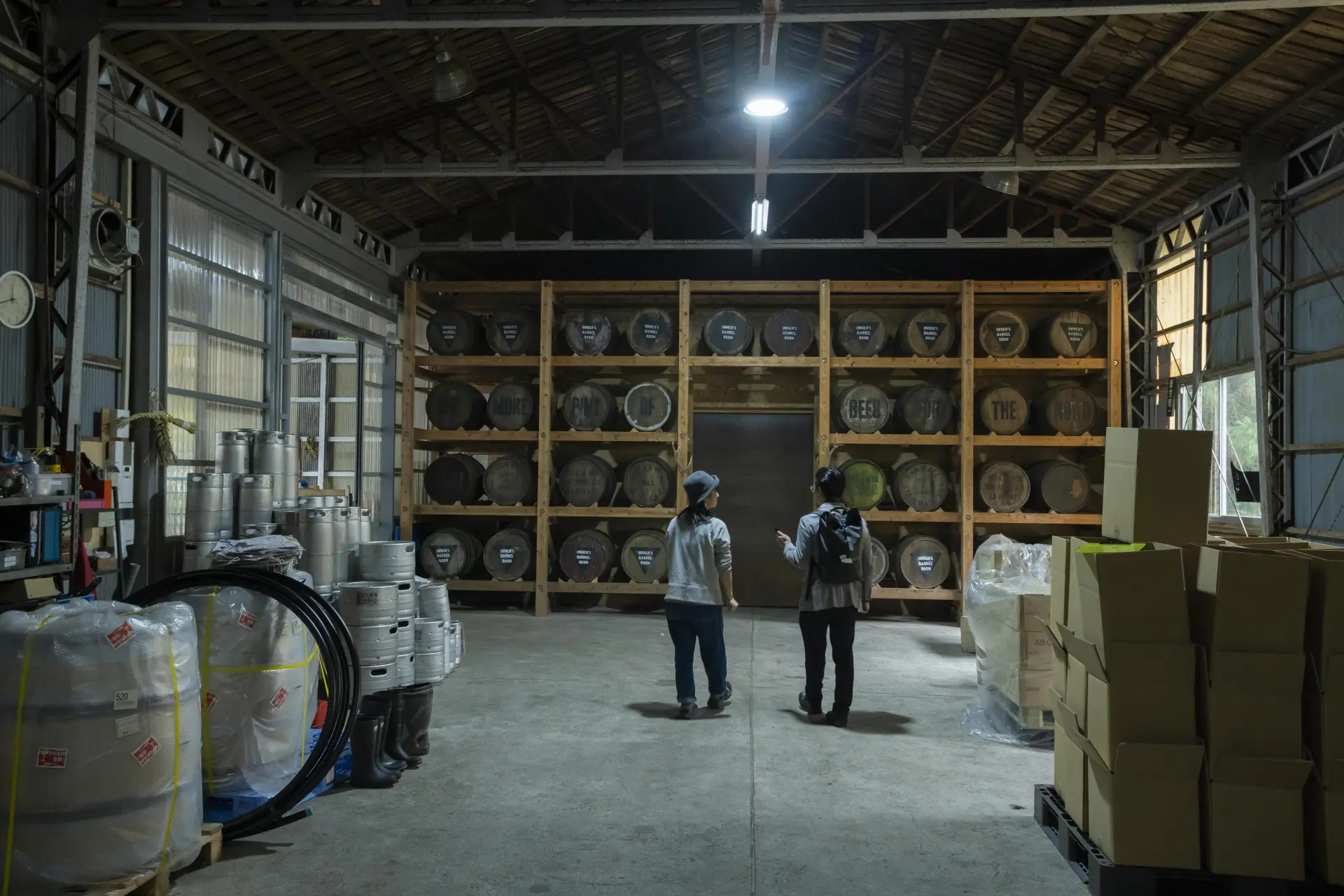 Inside the brewery, a lecture on beer brewing provides insight into the craft.