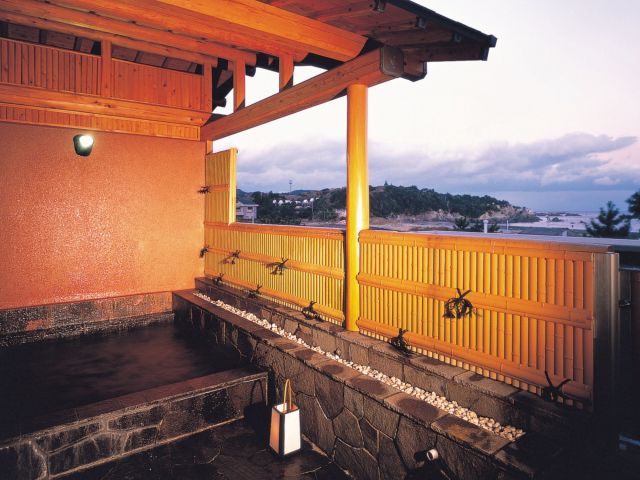 The large bathhouse also has an outdoor bath.