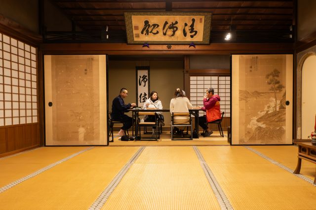 Drink tea in a historical structure