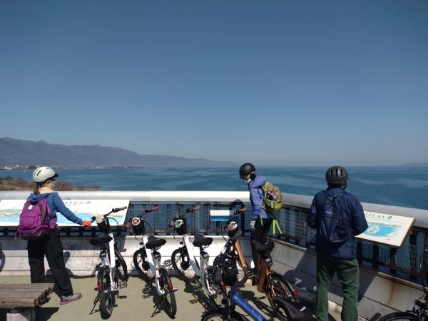 琵琶湖大橋の展望台へ自転車で